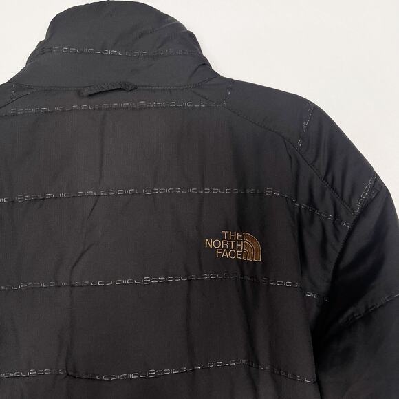 The North Face Mens Large L Black Tonal Striped Puffer Jacket Full Zip Pockets - Picture 6 of 10